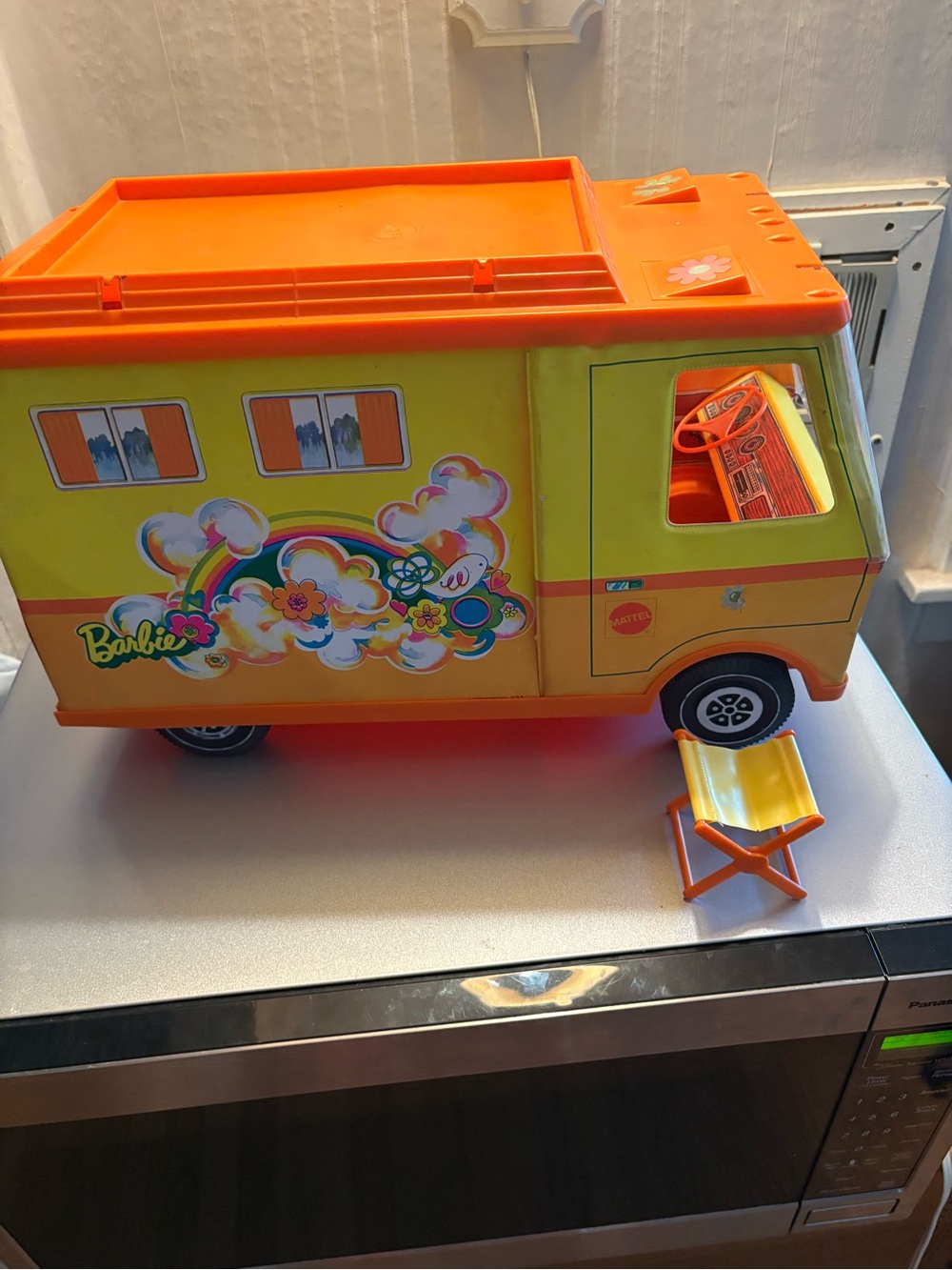 Barbie Bright Orange and Yellow Retro Camper Van Playset